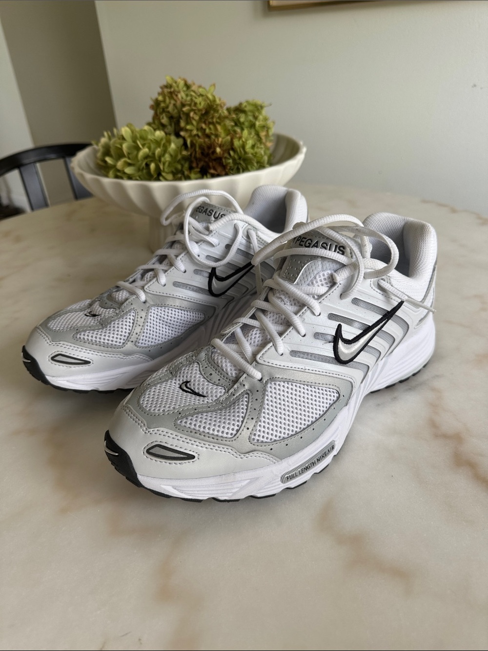 Nike Men’s Air Pegasus White and Black Athletic Lifestyle Sneakers